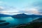 Evening panoramic view of Cecil Peak and Walter Peak, Queenstown