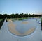 Evening panoramic view of the skatepark and children riding in the park named after the 50th anniversary of AvtoVAZ JSC.