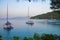 Evening rest of the yachts in a picturesque Bay