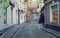 Evening, romantic street in old town of Riga. RIGA, LATVIA.