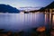 Evening scene at lago di garda: Lake, rocks and village