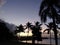 Evening scene of tropical beach in moonlight at a lagoon