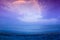 Evening sea shore blue and purple toned