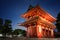 Evening shot of the Kaminarimon gate of the Sensoji Temple