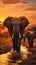 Evening shot in Kruger National Park elephants crossing the Olifant River