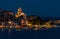 Evening Sibenik city in Croatia, night city lights reflection, cityscape