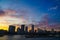 Evening and the silhouette of Yokohama Minato Mirai Universitys Bridge