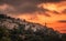 Evening sky over village of Occhiatana in Corsica