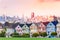 Evening skyline of San Francisco, painted ladies