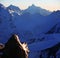 Evening in snowy mountain, Elbrus area