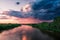 Evening storm over watershed and dramatic sky