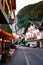 Evening street scene and old buildings in old town Interlaken, Switzerland