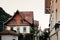 Evening street scene and old buildings in old town Interlaken, Switzerland