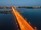 Evening summer Voronezh, Chernavsky bridge, aerial view