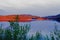 Evening sun glow on calm Twin Lakes Yukon Canada