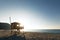 Evening sun on lifeguard tower on Ostriconi beach in Corsica