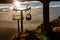 Evening sun lights up the city below as the cable car returns