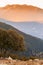 Evening sun on Montseny mountain landscape