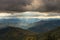 Evening Sun Rays Over Blue Ridge Mountains North Carolina