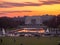 Evening sun setting behind the Lincoln Memorial