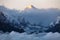 Evening sunsed red colored view on top of mount Makalu