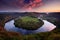 Evening sunset at horseshoe bend, Vltava river, Czech republic