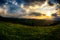 Evening, sunset on mountain hills of Simon village.