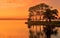 Evening, before sunset over Parakrama Samudraya reservoir. Polonnaruwa Sri Lanka.