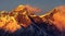Evening sunset red colored view of Everest and Lhotse