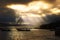 Evening thunderstorm at seashore of Galapagos