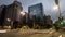 Evening time lapse of movement of people  and vehicles at the corner of Consolacao Street and Paulista Avenue  downtown Sao Paulo.