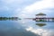 Evening time or sunset at the Pavilion on lake or pond or swamp of Bueng See Fai, Phichit, Thailand.