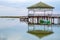 Evening time or sunset at the Pavilion on lake or pond or swamp of Bueng See Fai, Phichit, Thailand