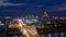 Evening timelapse above the Bridge with the transport and clouds on the background. Central Asia, Kazakhstan, Astana