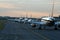 Evening traffic at airport