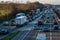 Evening traffic jam on British motorway M1