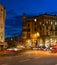 Evening traffic on the picturesque downtown street, Port area of Savona, western Italian Riviera, Liguria region, Italy