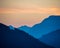 Evening twilight colors in the alps