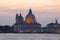Evening twilight over the dome of the Cathedral of Santa Maria della Salute. Venice, Italy