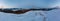 Evening twilight winter mountain ridge panorama