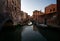 Evening in Venice. Everyday life of a gondolier. Italy