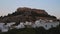 Evening view of the ancient Acropolis of Lindos