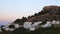 Evening view of the ancient Acropolis of Lindos