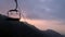 Evening view on cable car in mountains. 4K video