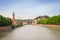 Evening view on Castle San Pietro frombridge Ponte Nuovo in Verona