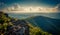 Evening view from cliffs on Hawksbill Summit, in Shenandoah National Park, Virginia.