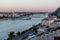 Evening view of Danube river with Erzsebet hid bridge in Budapest, Hunga