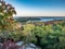 Evening view of Fall-colored Oak Leaves from Granite Overhang, Beehive Trail, Acadia National Park