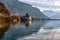 Evening view of famous Chateau de Chillon at Lake Geneva one of Switzerland