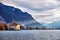 Evening view of famous Chateau de Chillon at Lake Geneva one of Switzerland